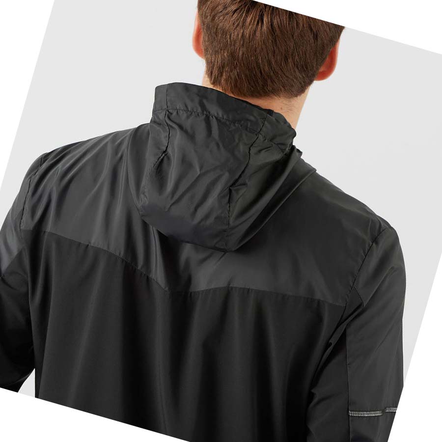 Salomon AGILE WIND WINDBREAKERS Kabát Férfi Fekete | HU 2357HAP